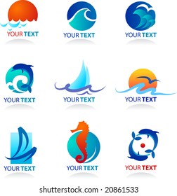 collection of sea icons - tourism and summer vacation series