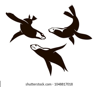 collection of sea seal silhouettes