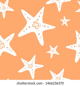 Collection of sea shell ink doodles on white backdrop. Seamless pattern. Endless texture. Can be used for printed materials. Underwater holiday background. Hand drawn design elements. Festive print.