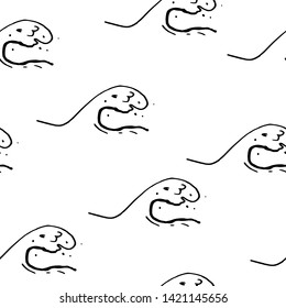 Collection of sea summer ink doodles on white backdrop. Seamless pattern. Endless texture. Can be used for printed materials. Vacation holiday background. Hand drawn design elements. Festive print.