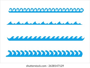 A collection of sea wave icons.
Thin line wave collection, sea wave elements,
Flat vector illustration.