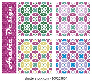 Collection of seamless arabic floral vector ornaments - girih