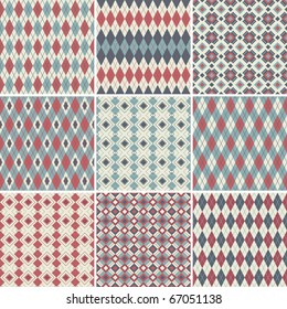 Collection of seamless argyle patterns