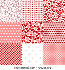 Collection seamless background with hearts