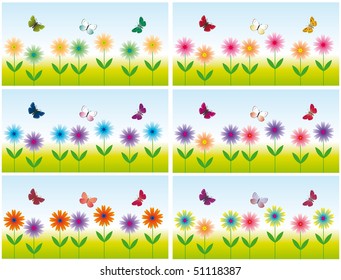 Collection of seamless backgrounds for borders. Vector illustration