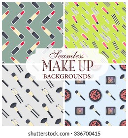Collection of seamless backgrounds on the topic of cosmetics 