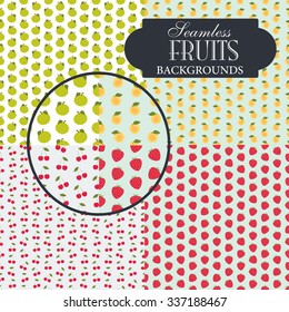 Collection of seamless backgrounds on the topic of fruits