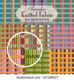 Collection of seamless backgrounds on the topic of knitted fabric
