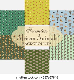 Collection of seamless backgrounds on the topic of African animals