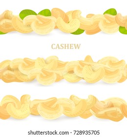 collection of seamless borders with cashews and leaves for your design
