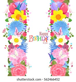 collection of seamless borders with lovely flowers for your design