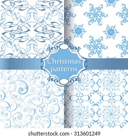 Collection  seamless Christmas patterns. Vector illustration.