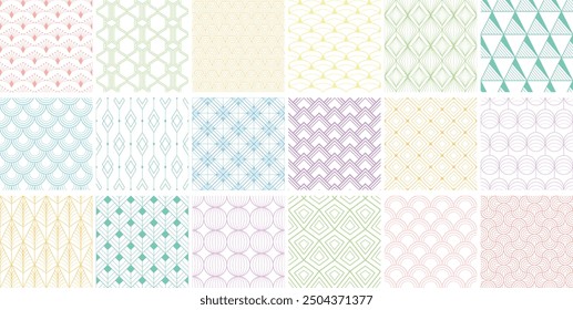 Collection of seamless decorative color patterns - geometric ornamental design. Contemporary repeatable backgrounds. Symmetry vintage endless prints