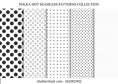 Collection Of Seamless Dots Patterns. Polka Vector Illustrations.