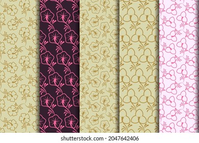 Collection of seamless floral pattern. Repeating texture for wallpaper, card, invitation, banner, fabric print. Tribal ethnic ornament