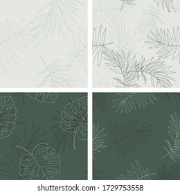 Collection of seamless floral patterns. Vector delicate hand drawn ornaments. Summer blossom textures for your design
