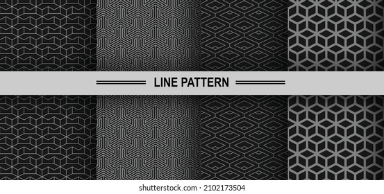 Collection of seamless geometric golden minimalistic patterns.