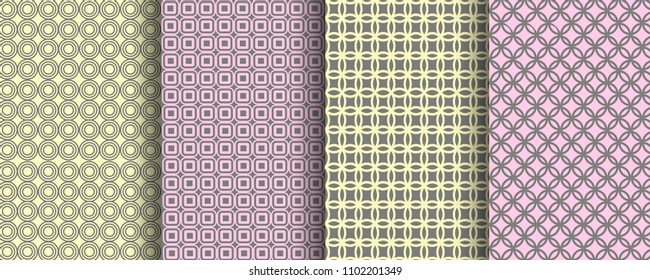 Collection of seamless geometric minimalistic patterns.