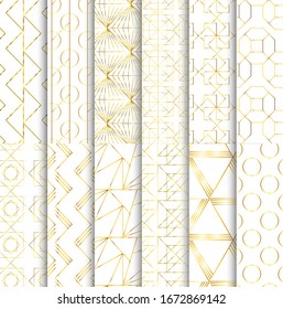 Collection  of seamless geometric minimalistic patterns. Arabic ornaments. Patterns, backgrounds and wallpapers for your design. Fashion 80-90s.Textile ornament. Vector illustration