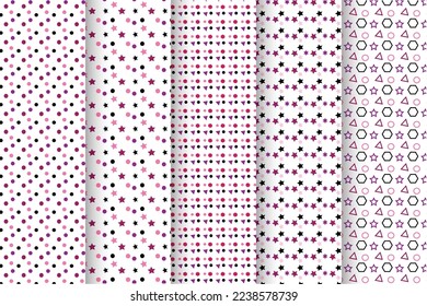 Collection of seamless geometric minimalistic patterns.
