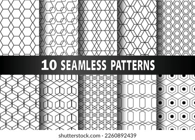 Collection of seamless geometric minimalistic patterns.