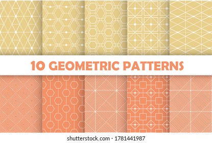 Collection of seamless geometric ornamental vector patterns. Vintage geometric backgrounds.