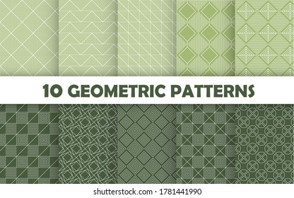 Collection of seamless geometric ornamental vector patterns. Vintage geometric backgrounds.