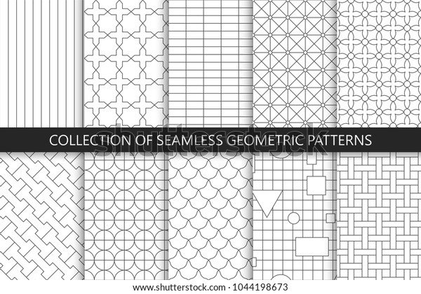 Collection Seamless Geometric Patterns Simple Vector 스톡 벡터(로열티 프리 ...