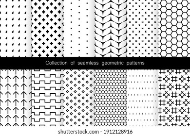 Collection of seamless geometric patterns. Vector loop