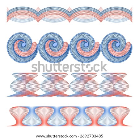 A collection of seamless guilloche borders
