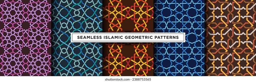 Collection of Seamless Islamic Geometric Patterns Vector