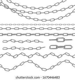 collection of seamless metal chains colored silver