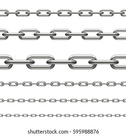 collection of seamless metal chains colored silver