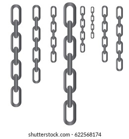 Collection of seamless metal chains colored silver