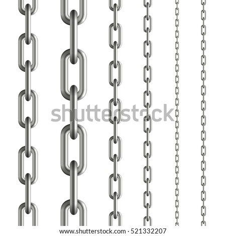 collection of seamless metal chains colored silver Stockfoto © 