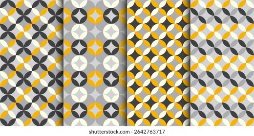 Collection of seamless ornamental elegant geometric patterns.