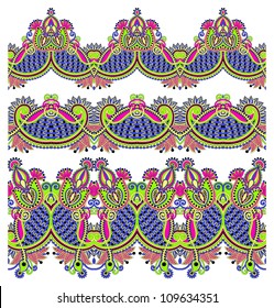 collection of seamless ornamental floral stripes