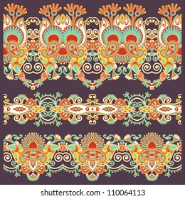 collection of seamless ornamental floral stripes