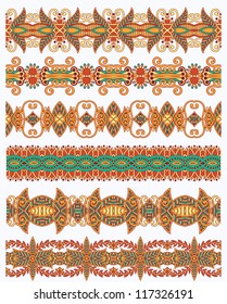 collection of seamless ornamental floral stripes