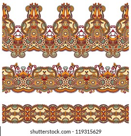 collection of seamless ornamental floral stripes