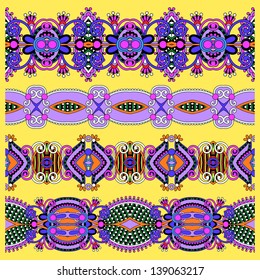 collection of seamless ornamental floral stripes