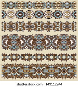collection of seamless ornamental floral stripes