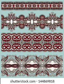 collection of seamless ornamental floral stripes