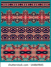 collection of seamless ornamental floral stripes