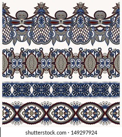 collection of seamless ornamental floral stripes
