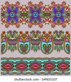 collection of seamless ornamental floral stripes