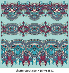 collection of seamless ornamental floral stripes