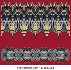 collection of seamless ornamental floral stripes