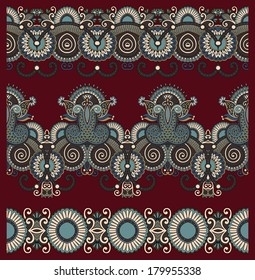 collection of seamless ornamental floral stripes