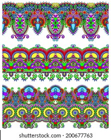 collection of seamless ornamental floral stripes